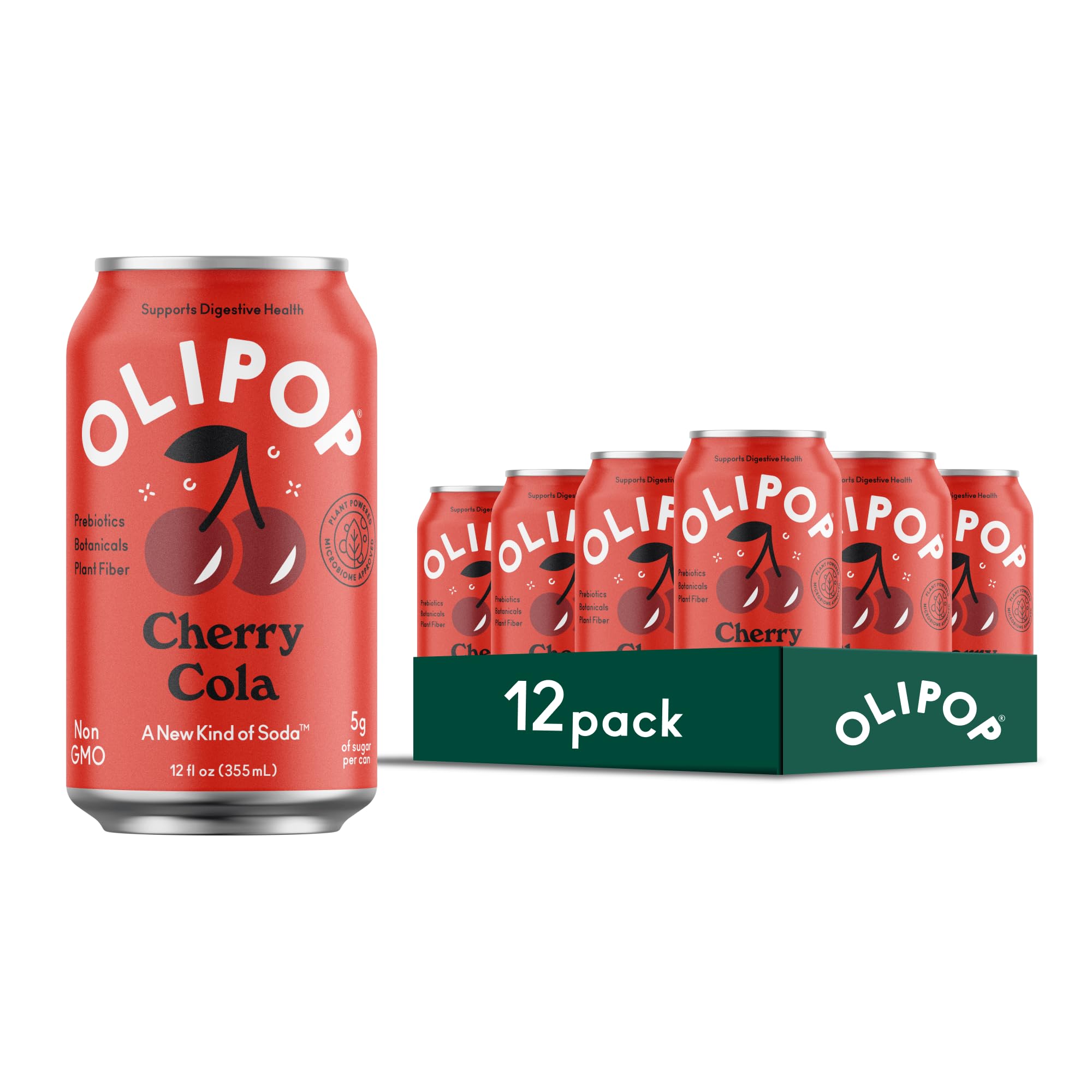 Amazon.com : OLIPOP Prebiotic Soda Pop, Cherry Cola, Pantry Pack